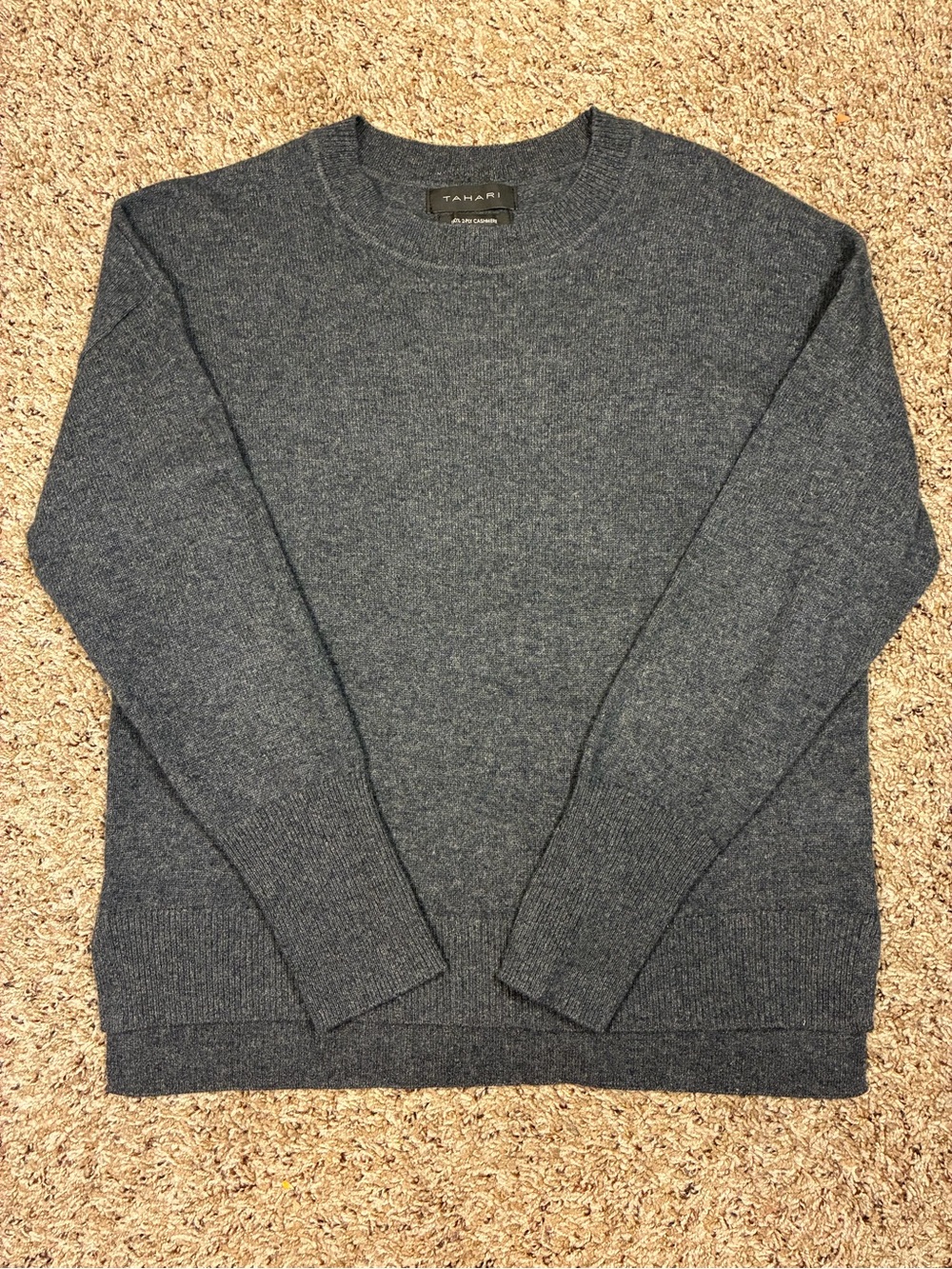 Tahari 100% 2 Ply Cashmere Classic Crewneck Pullover Sweater
